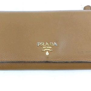 Prada Tan Saffiano Leather Long Snap Wallet